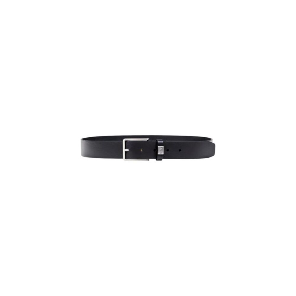 Boss Leather Belt Silver Buckle Men black Belts